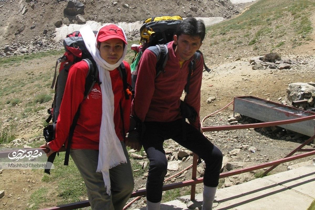 ملیحه‌سادات حسینی و جواد ولی‌نژاد زوج سنگ‌نورد محله کوشش هستند