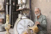 نقش فردوسی و مولانا روی سماور